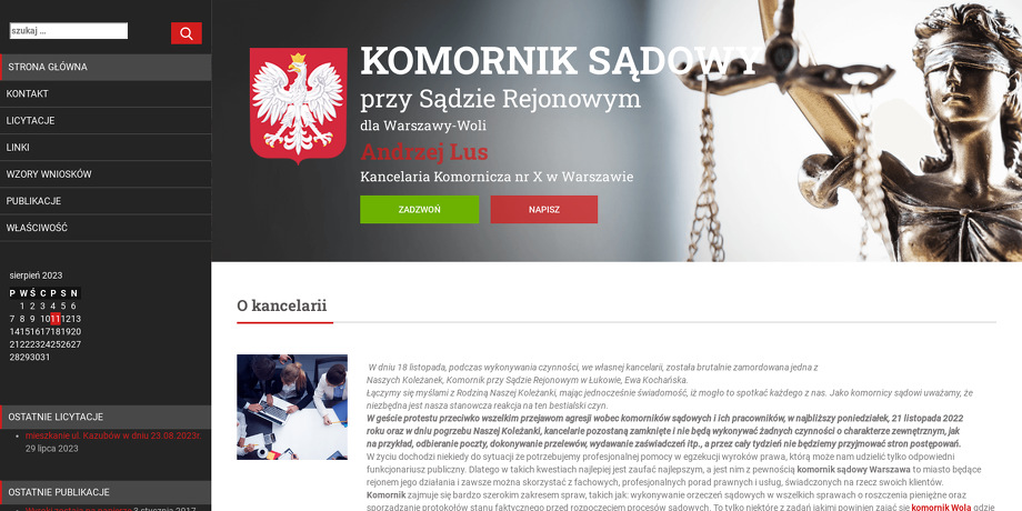 Komornik Sądowy przy Sądzie Rejonowym dla Warszawy-Woli Andrzej Lus